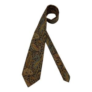 PROCHOWNICk Brown/Blue Paisley Silk LUXURY Tie ITALY